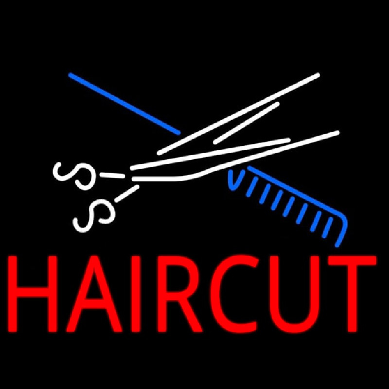 Custom Scissor And Comb Haircut Neon Sign USA