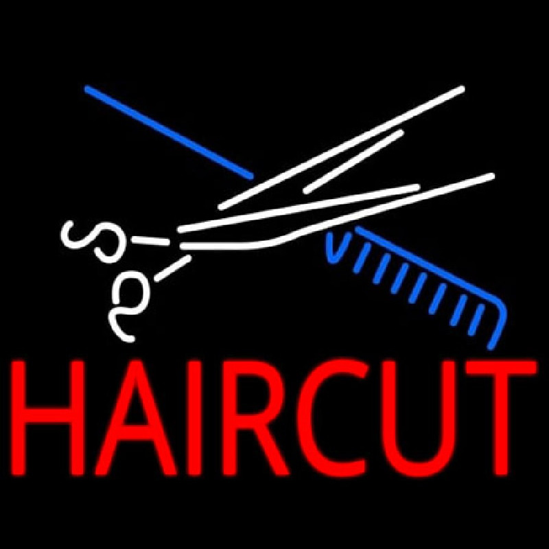 Custom Scissor And Comb Haircut Neon Sign USA