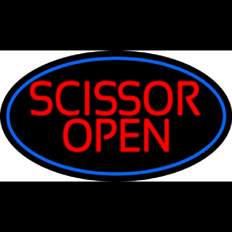 Custom Scissor Open With Blue Border Neon Sign USA