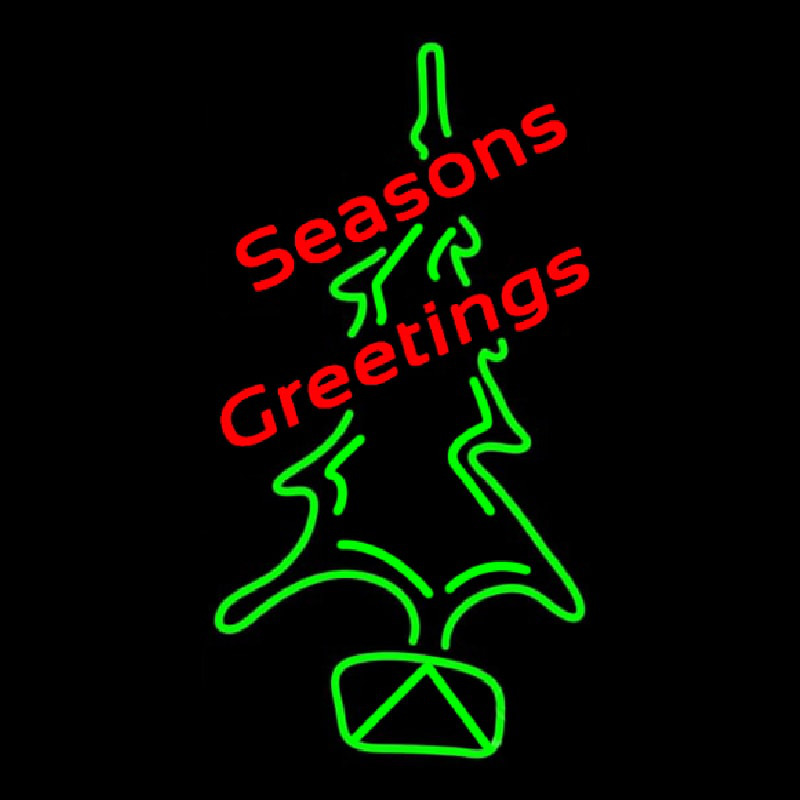 Custom Seasons Greetings With Christmas Tree Neon Sign USA