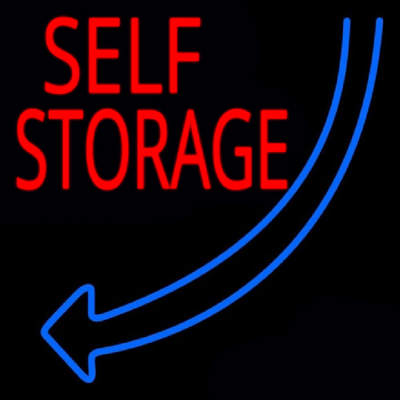Custom Self Storage Block Blue Arrow Neon Sign USA