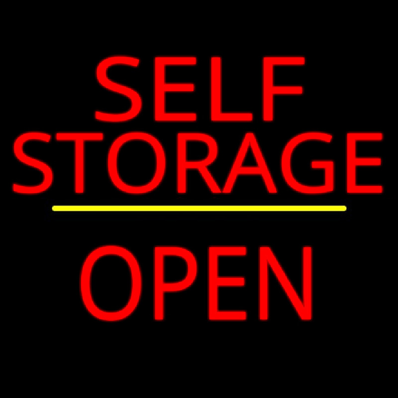 Custom Self Storage Open Yellow Line Neon Sign USA