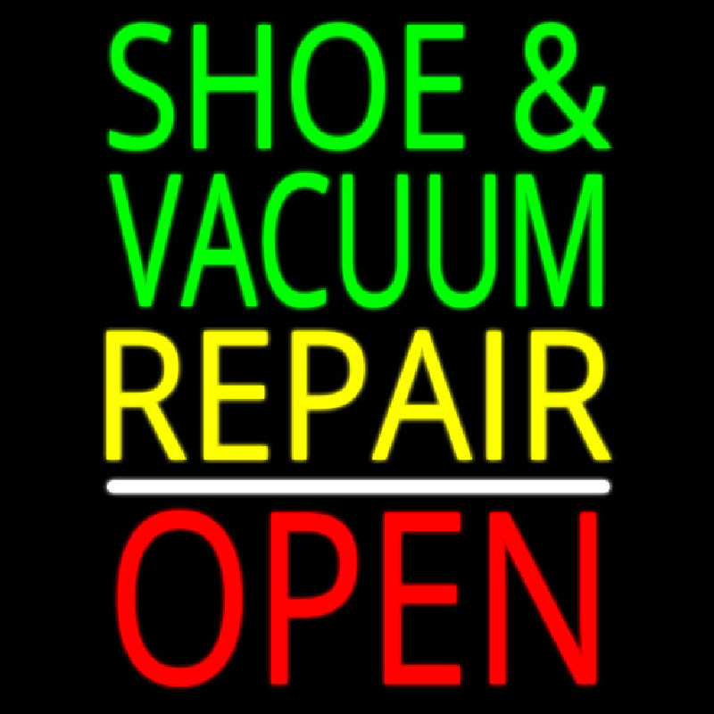 Custom Shoe And Vacuum Repair Open Neon Sign USA
