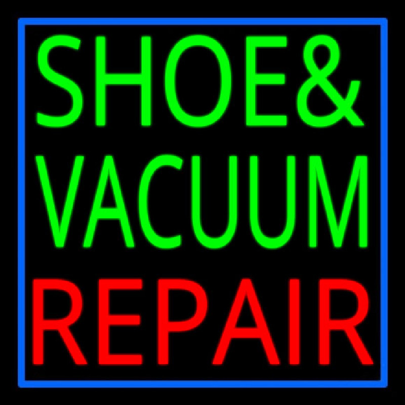Custom Shoe And Vacuum Repair With Border Neon Sign USA