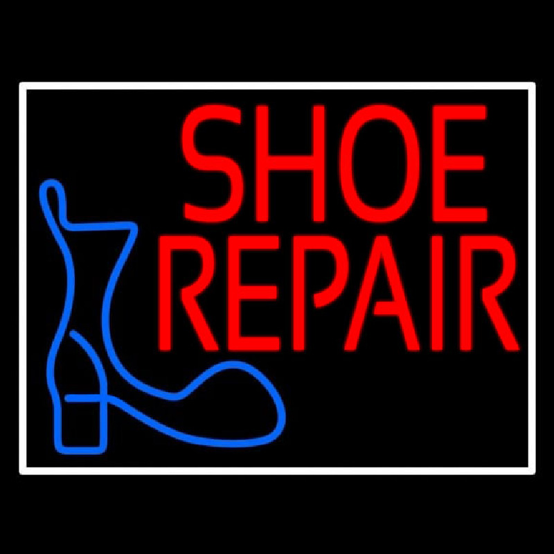 Custom Shoe Repair Logo With Border Neon Sign USA