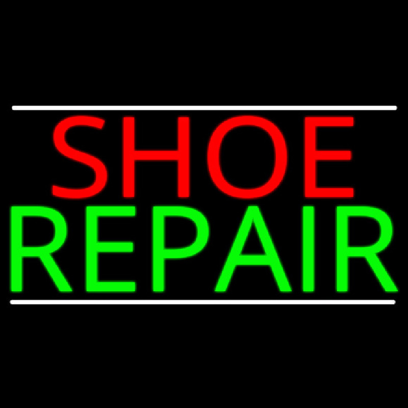 Custom Shoe Repair White Lines Neon Sign USA