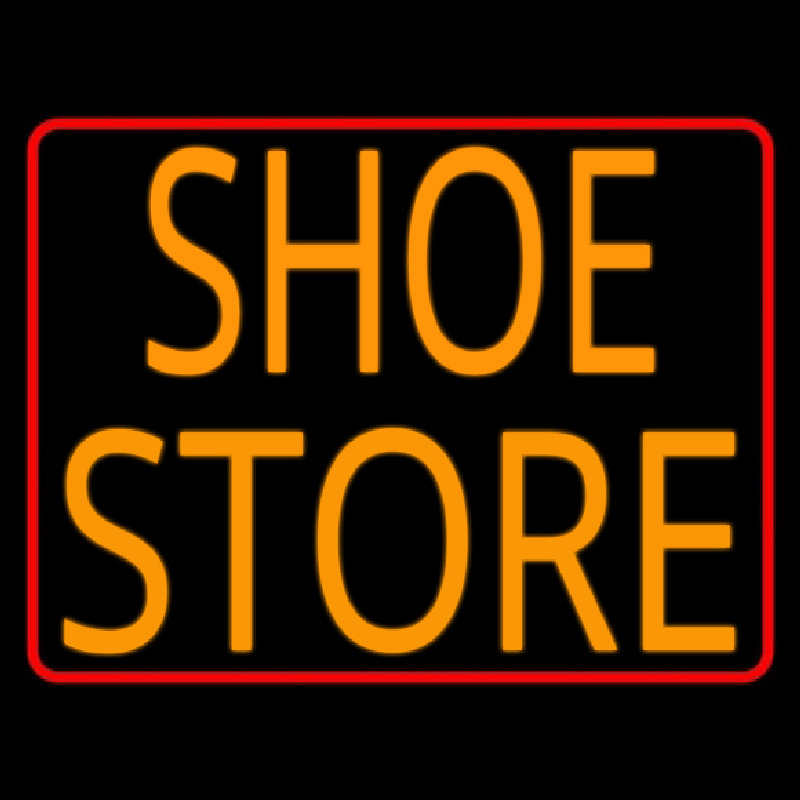 Custom Shoe Store With Red Border Neon Sign USA