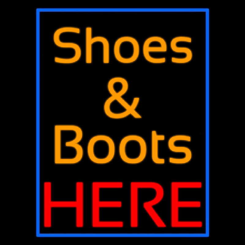 Custom Shoes And Boots Here With Blue Border Neon Sign USA