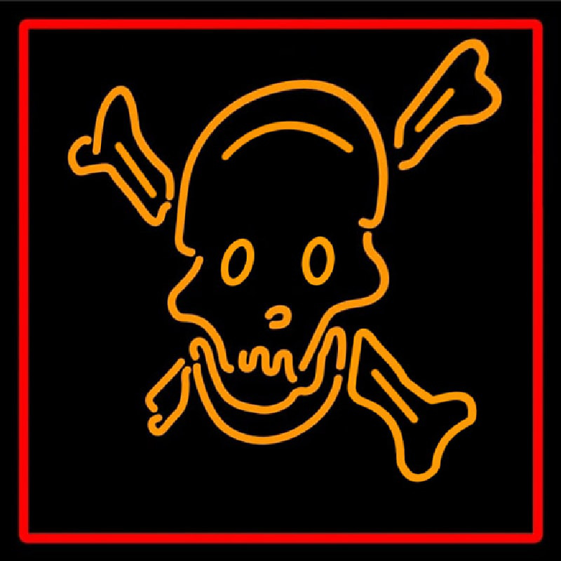 Custom Skull Bones With Red Border Neon Sign USA