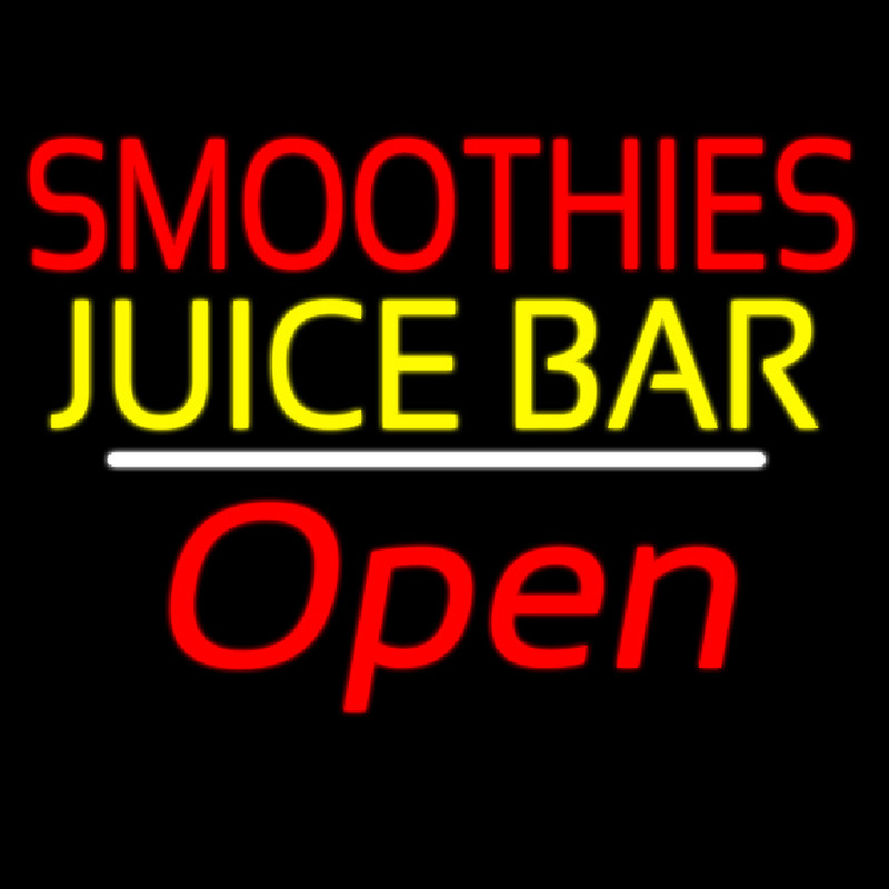 Custom Smoothies Juice Bar Open White Line Neon Sign USA