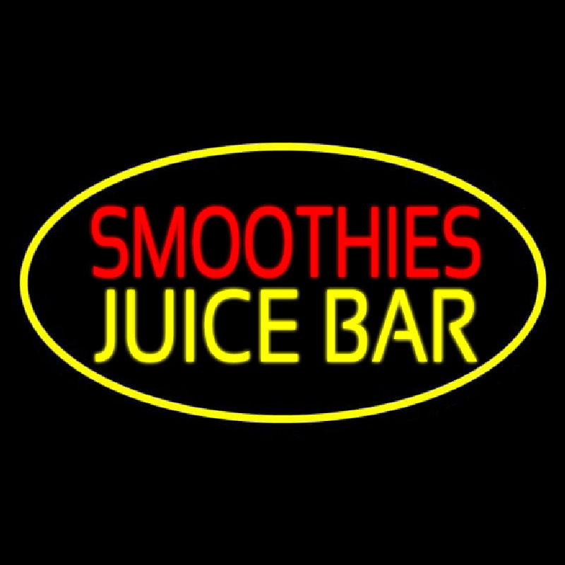 Custom Smoothies Juice Bar Oval Yellow Neon Sign USA