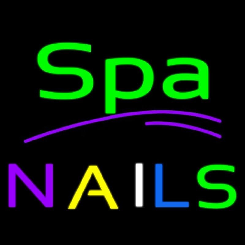Custom Spa Nails In Rainbow Neon Neon Sign USA
