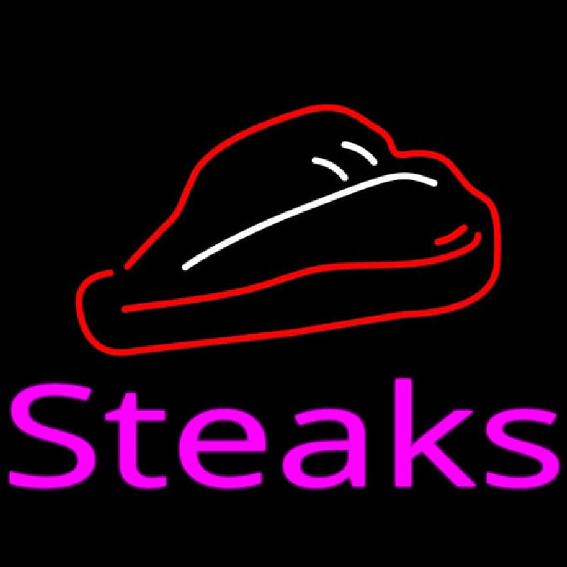 Custom Steak Logo Pink Neon Sign USA