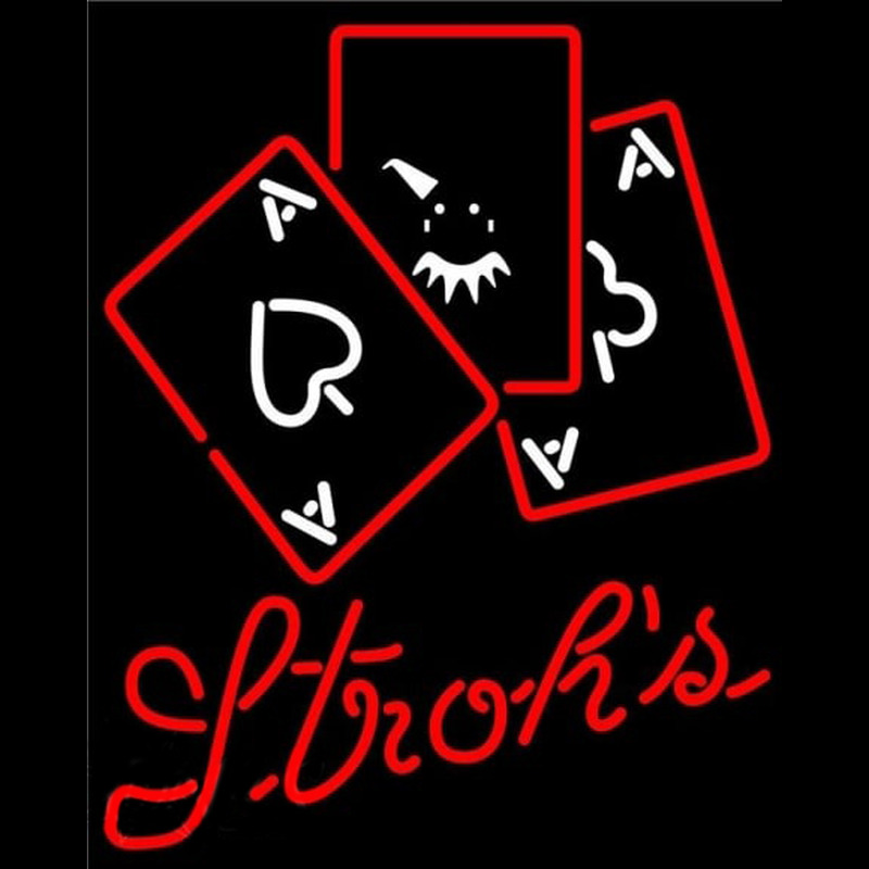 Custom Strohs Ace And Poker Beer Sign Neon Sign USA