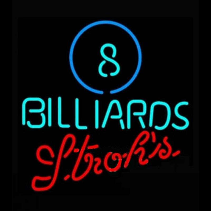 Custom Strohs Ball Billiards Pool Neon Sign USA