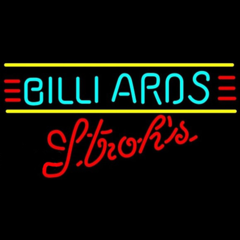 Custom Strohs Billiards Text Borders Pool Beer Sign Neon Sign USA