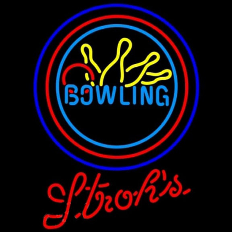 Custom Strohs Bowling Yellow Blue Beer Sign Neon Sign USA