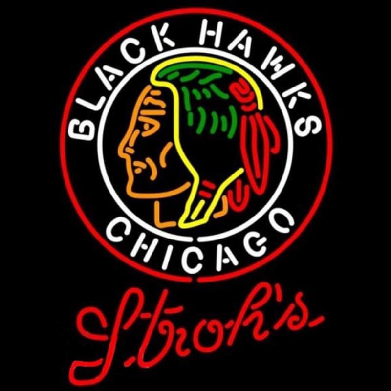 Custom Strohs Commemorative 1938 Chicago Blackhawks Hockey Beer Sign Neon Sign USA