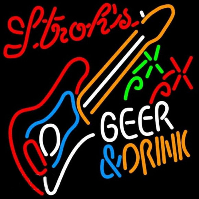 Custom Strohs Drink Guitar Beer Sign Neon Sign USA