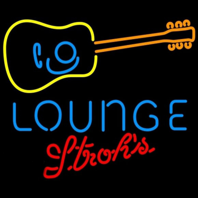 Custom Strohs Guitar Lounge Beer Sign Neon Sign USA