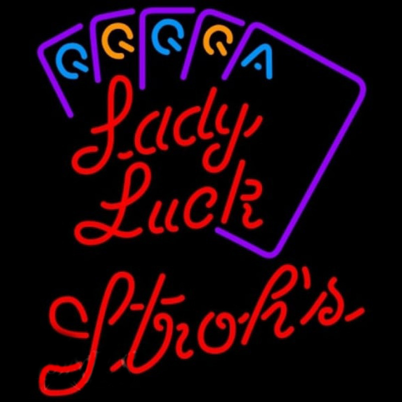 Custom Strohs Poker Lady Luck Series Beer Sign Neon Sign USA