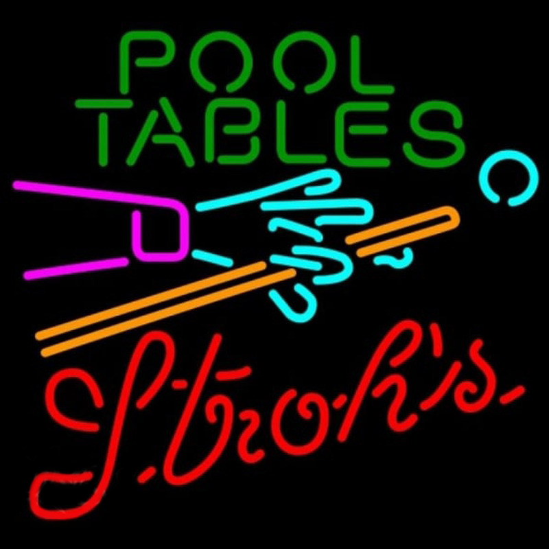 Custom Strohs Pool Tables Billiards Beer Sign Neon Sign USA