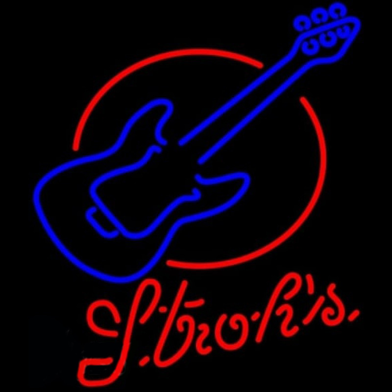 Custom Strohs Red Round Guitar Beer Sign Neon Sign USA