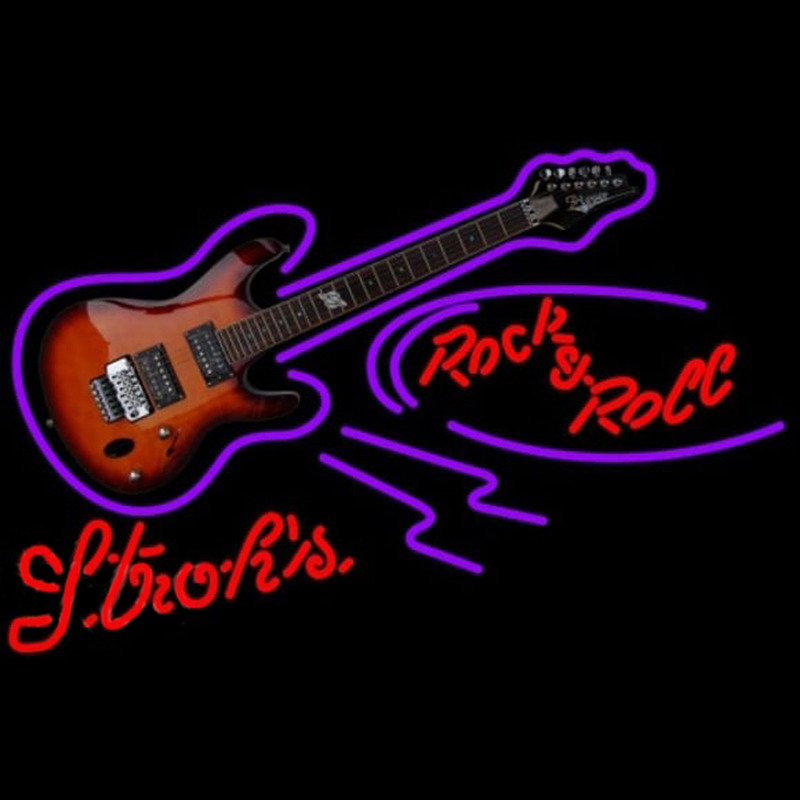 Custom Strohs Rock N Roll Electric Guitar Beer Sign Neon Sign USA