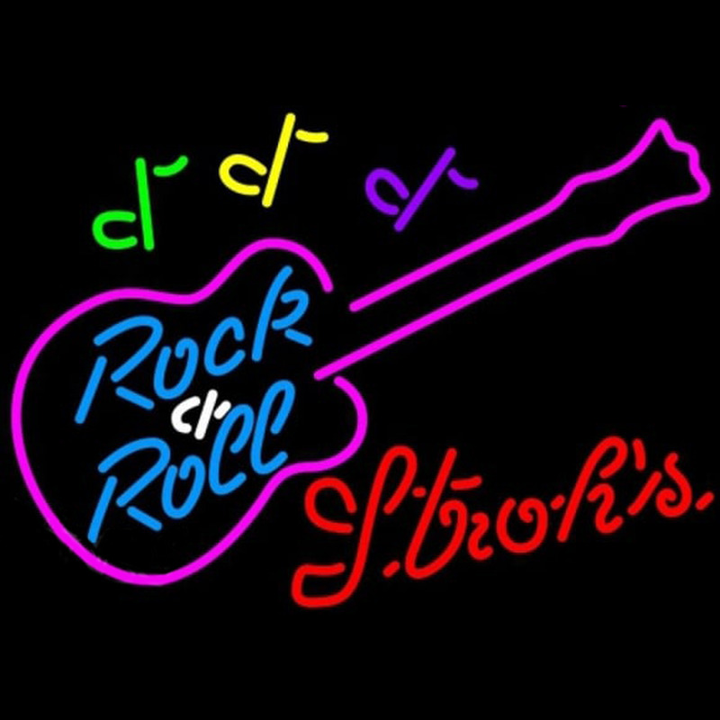 Custom Strohs Rock N Roll Pink Guitar Beer Sign Neon Sign USA