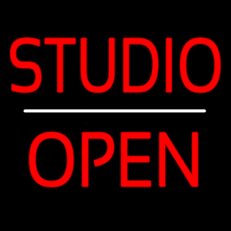Custom Studio Open White Line Neon Sign USA