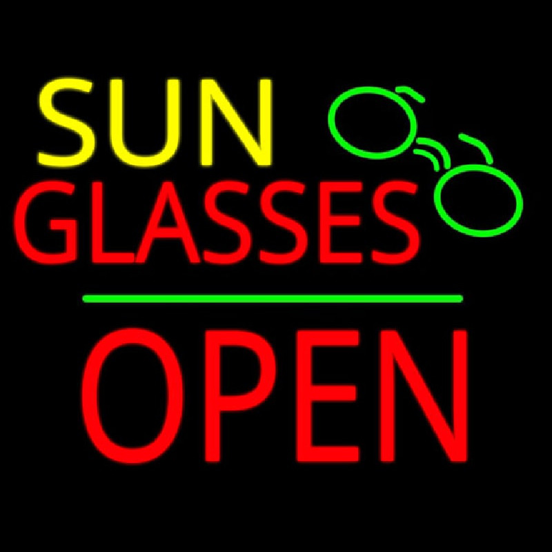 Custom Sun Block Open Green Line Neon Sign USA