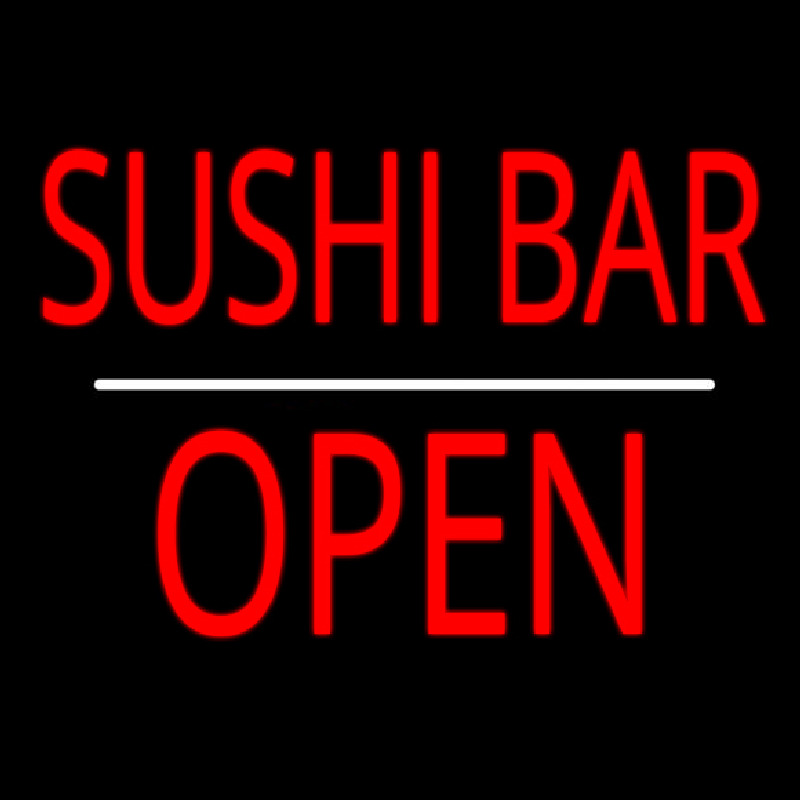 Custom Sushi Bar Open White Line Neon Sign USA