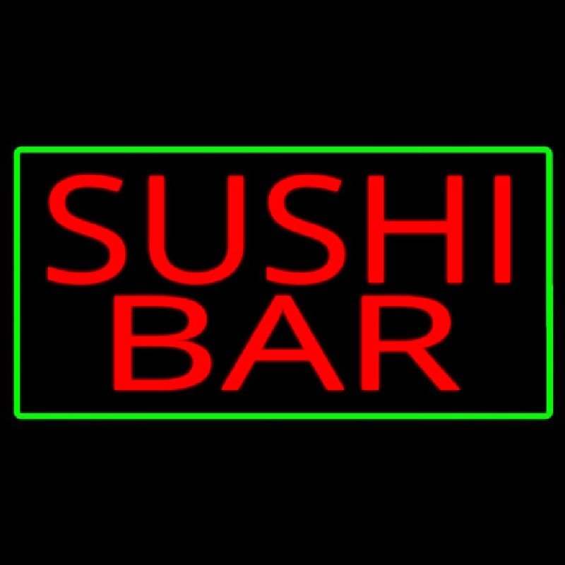 Custom Sushi Bar With Green Border Neon Sign USA