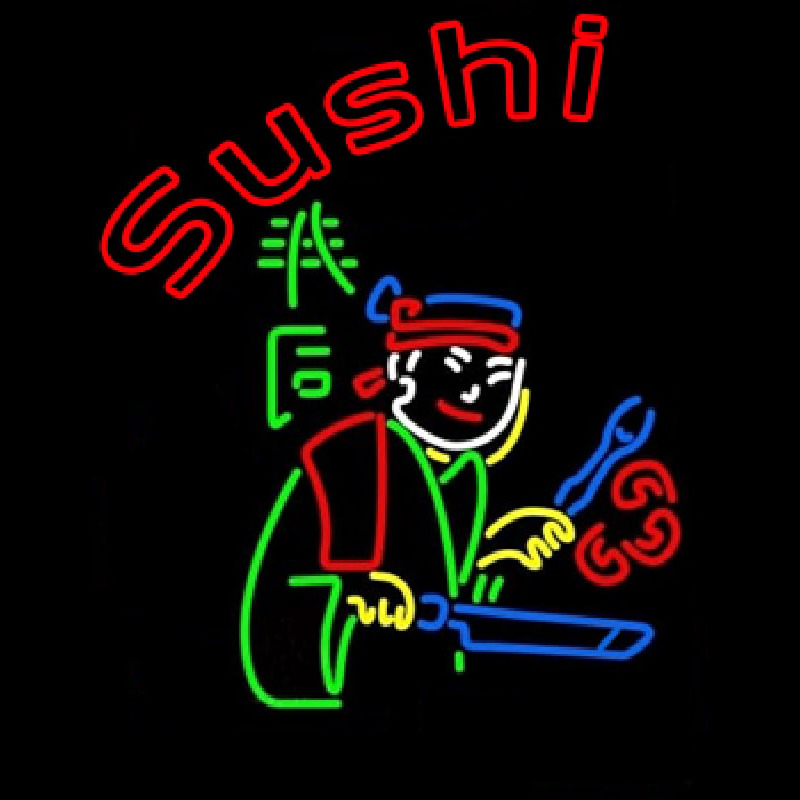 Custom Sushi Chef Logo Neon Sign USA