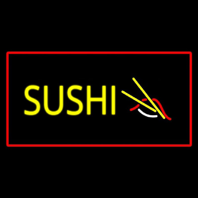Custom Sushi Rectangle Red Neon Sign USA