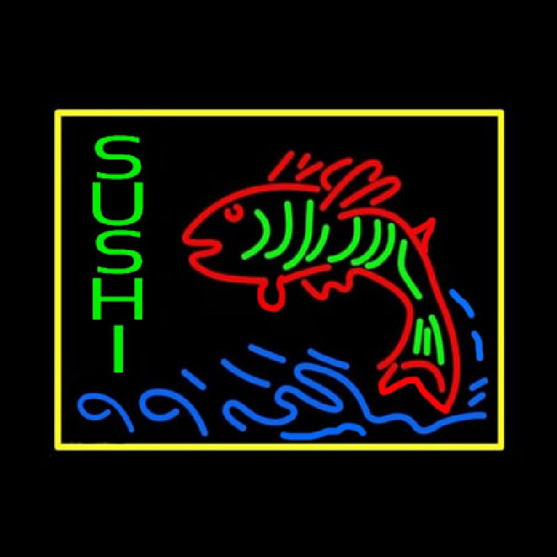 Custom Sushi With Fish Logo Neon Sign USA