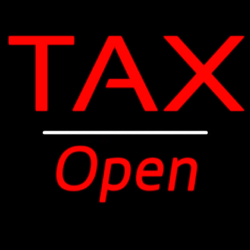Custom Tax Open White Line Neon Sign USA