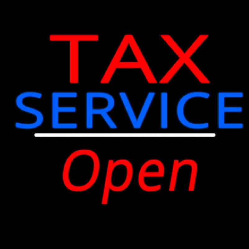 Custom Tax Service Open White Line Neon Sign USA