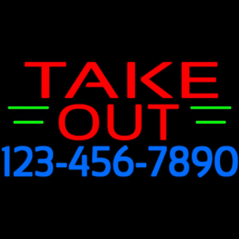 Custom Take Out With Phone Number Neon Sign USA