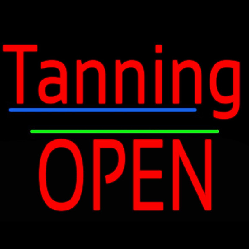 Custom Tanning Block Open Green Line Neon Sign USA