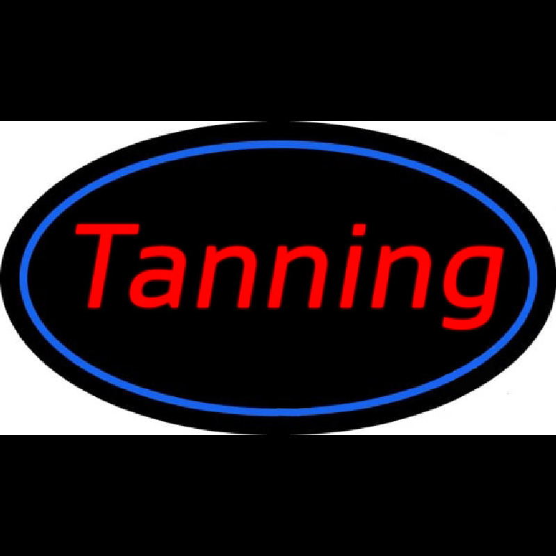 Custom Tanning Oval Blue Border Neon Sign USA