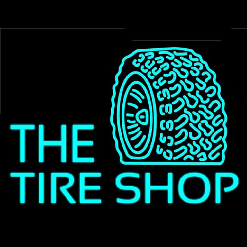 Custom The Tire Shop Turquoise Logo Neon Sign USA