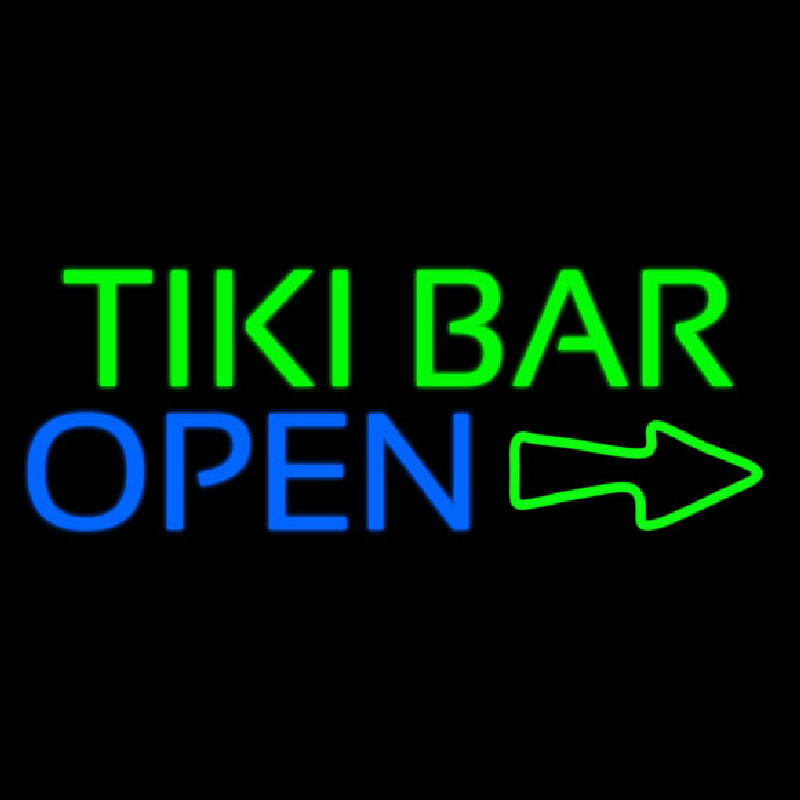 Custom Tiki Bar Open With Arrow Neon Sign USA