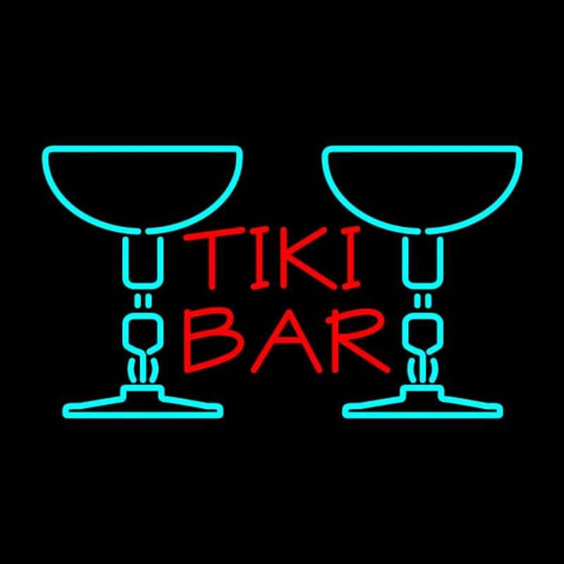 Custom Tiki Bar with Two Martini Neon Sign USA