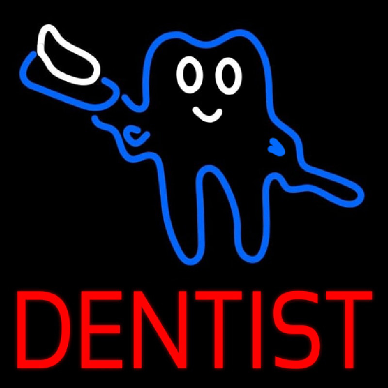 Custom Tooth Logo With Brush Dentist Neon Sign USA