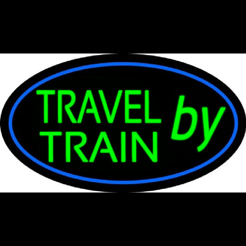 Custom Travel By Train With Blue Border Neon Sign USA