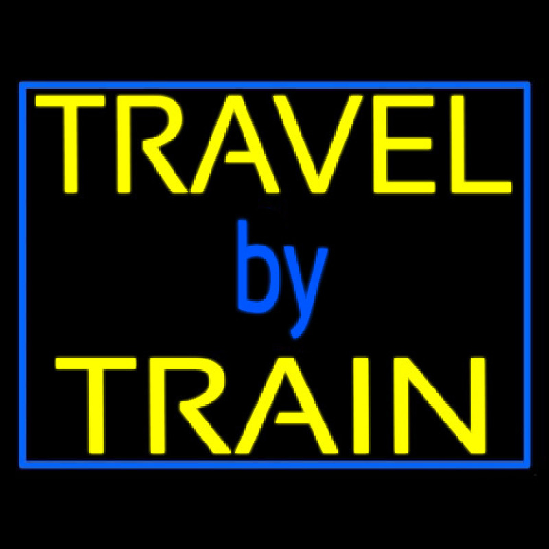 Custom Travel By Train With Border Neon Sign USA
