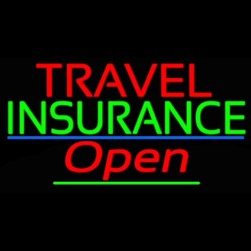 Custom Travel Insurance Open With Blue Line Neon Sign USA