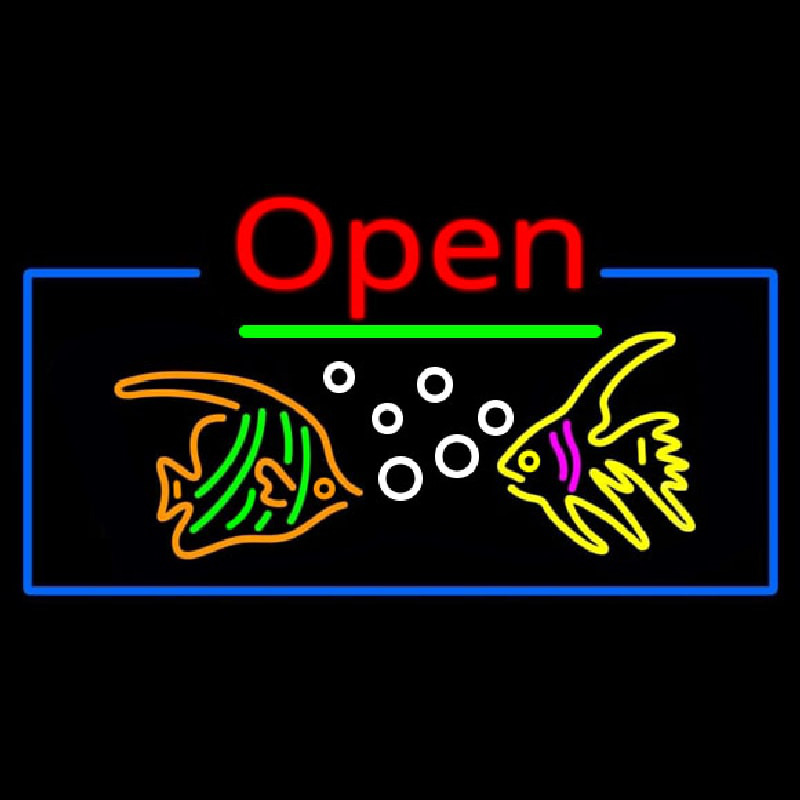 Custom Tropical Fish Logo Open Neon Sign USA