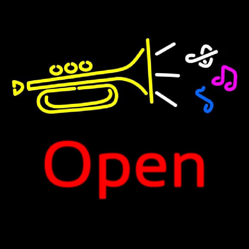 Custom Trumpet Logo Open Neon Sign USA
